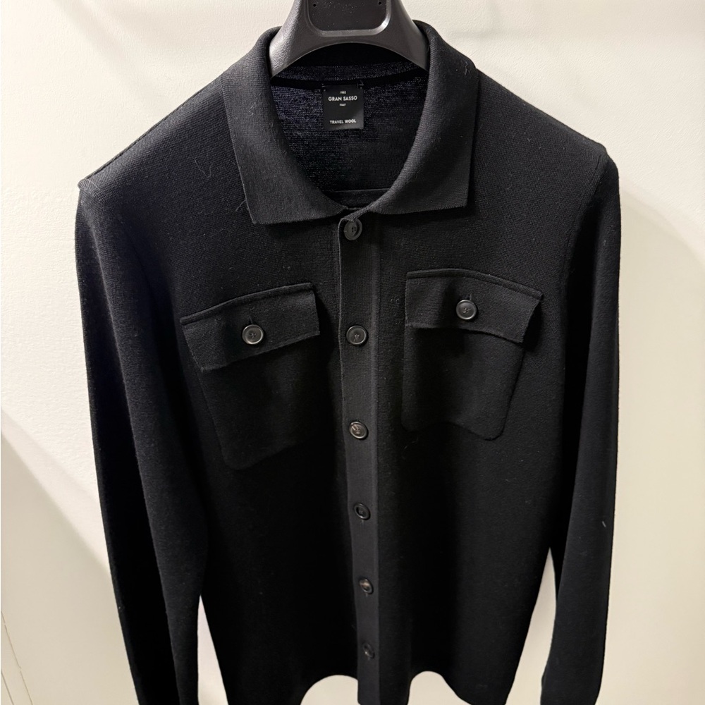Black Gran Sasso Travel Wool Overshirt - Picture 1 of 2